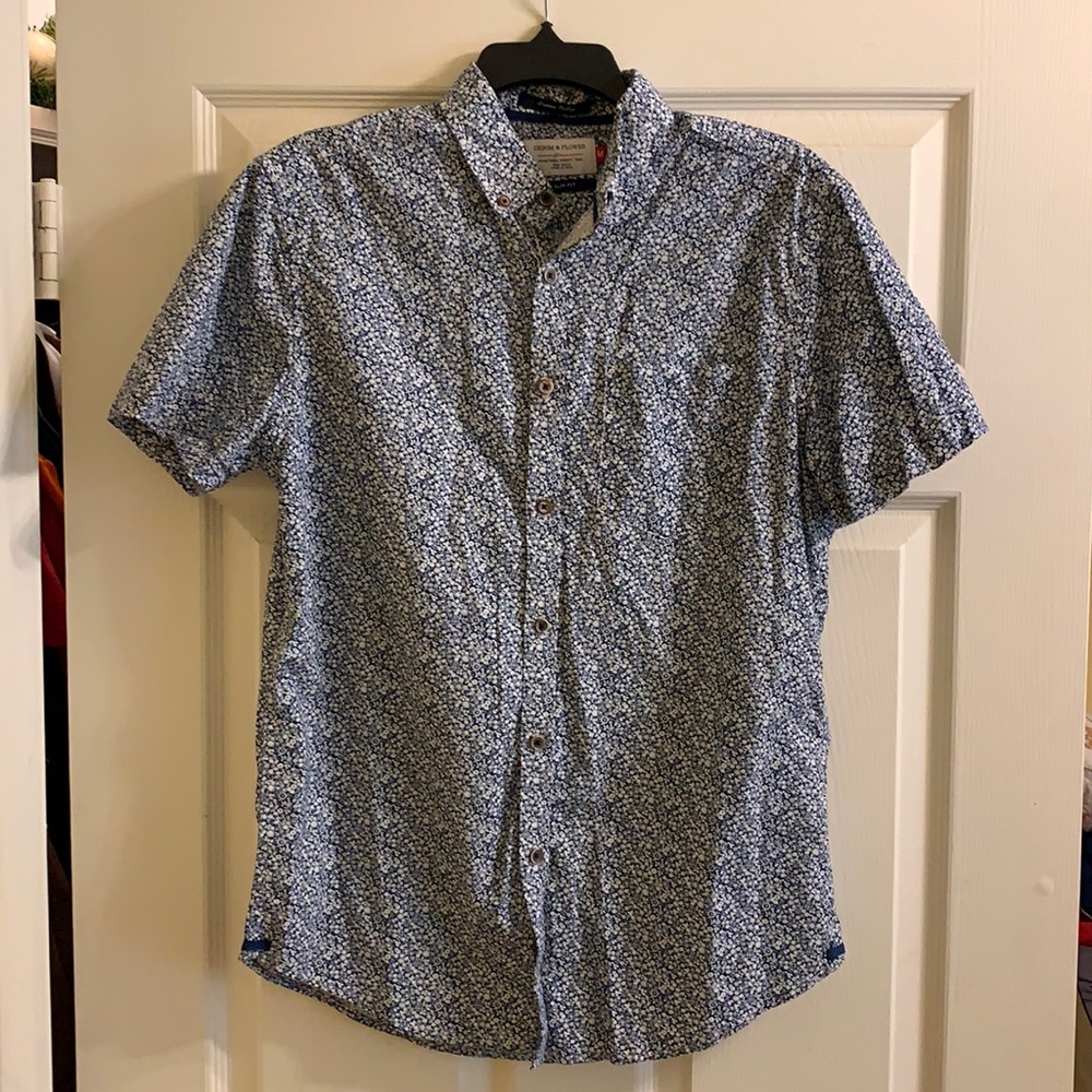 Denim & Flower, slim fit short sleeve button down